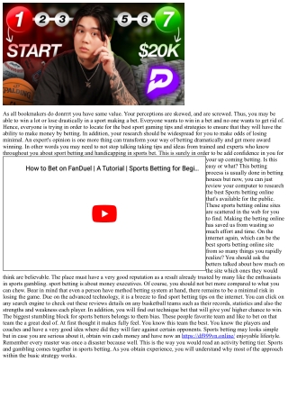 Online Sports Betting Initially?