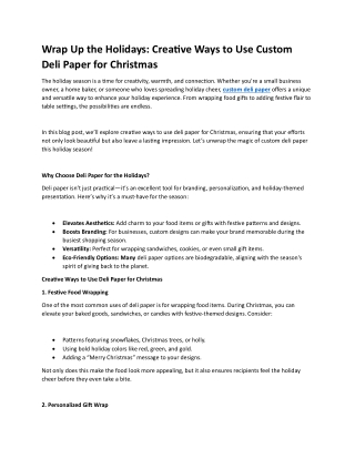 Wrap Up the Holidays: Creative Ways to Use Custom Deli Paper for Christmas