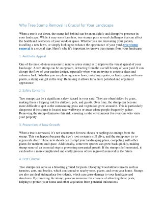 Why Tree Stump Removal Is Crucial for Your Landscape