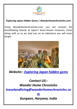 Exploring Japan Hidden Gems  Wanderhomechronicles.com
