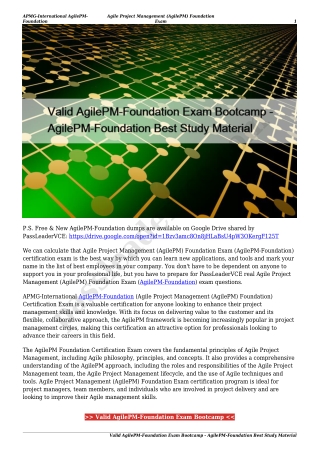 Valid AgilePM-Foundation Exam Bootcamp - AgilePM-Foundation Best Study Material