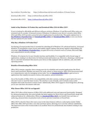 Guide to Buy Windows 10 Product Key and Download Office 2016 & Office 2019