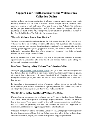 Support Your Health Naturally: Buy Wellness Tea Collection Online