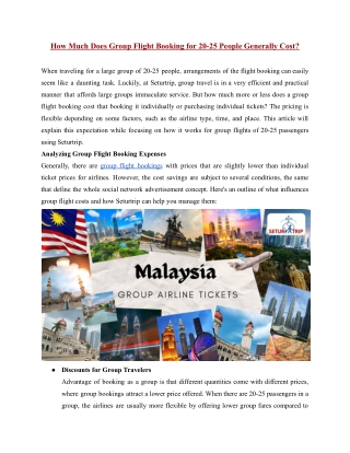How Much Does Group Flight Booking for 20