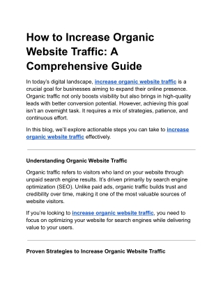 How to Increase Organic Website Traffic: A Comprehensive Guide
