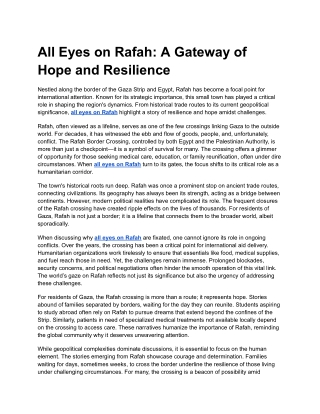 All Eyes on Rafah: A Gateway of Hope and Resilience