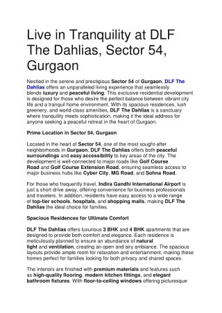 Live in Tranquility at DLF The Dahlias