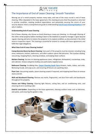 The Importance of End of Lease Cleaning Smooth Transition