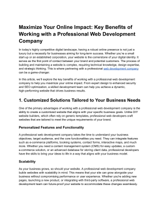 Maximize Your Online Impact_ Key Benefits of Working with a Professional Web Development Company