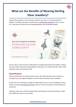 What are the Benefits of Wearing Sterling Silver Jewellery