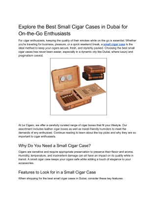 Explore the Best Small Cigar Cases in Dubai for On-the-Go Enthusiasts