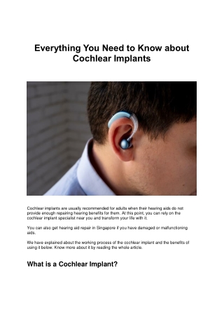 Cochlear Implant: Improve Your Hearing