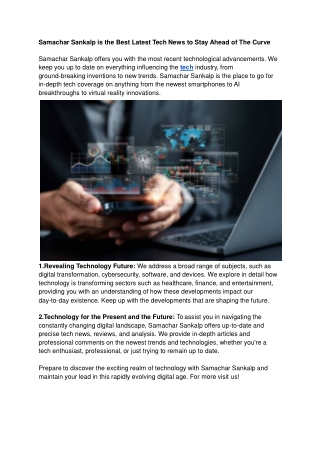 Samachar Sankalp is the Best Latest Tech News to Stay Ahead of The Curve