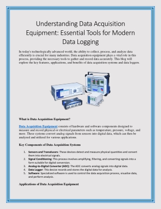 Understanding Data Acquisition Equipment Essential Tools for Modern Data Logging