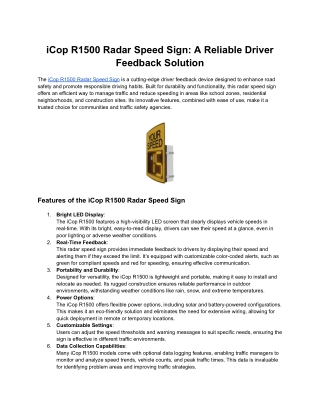 iCop R1500 Radar Speed Sign_ A Reliable Driver Feedback Solution