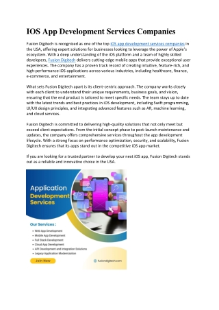 IOS App Development Services Companies
