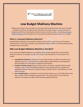 Low Budget Makhana Machine