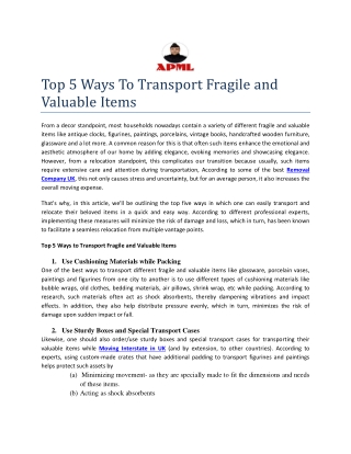 Top 5 Ways To Transport Fragile and Valuable Items