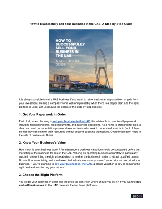 How to Successfully Sell Your Business in the UAE: A Step-by-Step Guide