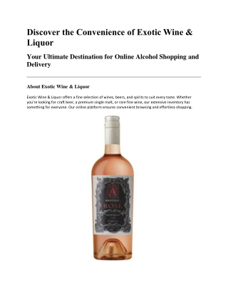 Exotic Wine & Liquor