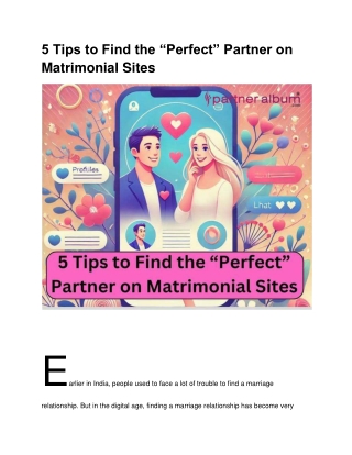 5 Tips to Find the “Perfect” Partner on Matrimonial Sites