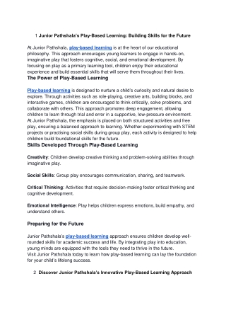 Junior Pathshala’s Play-Based Learning_ Building Skills for the Future