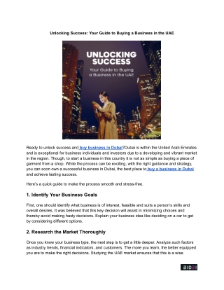 Unlocking Success: Your Guide to Buying a Business in the UAE