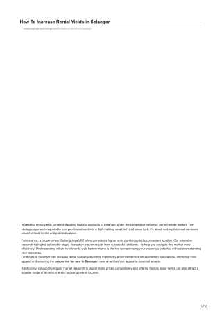 Maximize Your Investment Tips to Increase Rental Yields in Selangor