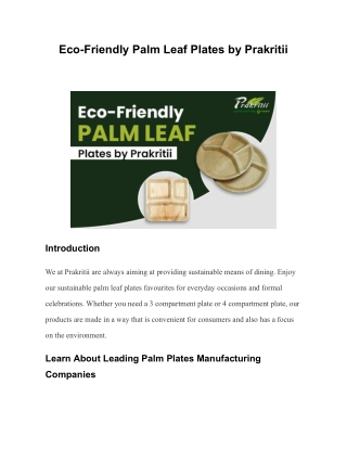 Eco-Friendly Palm Leaf Plates by Prakritii - Prakritii - Cultivating Green