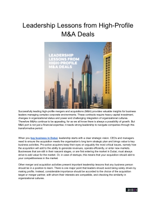 Leadership Lessons from High-Profile M&A Deals