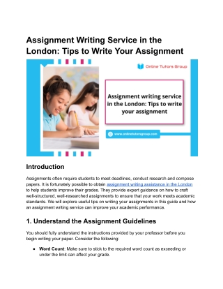 Assignment Writing Service in the London_ Tips to Write Your Assignment