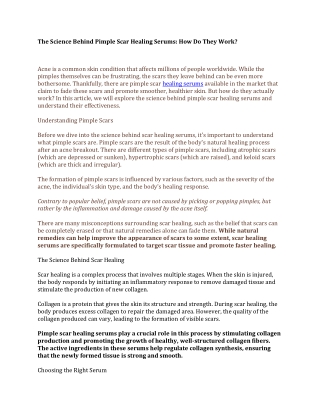 The Science Behind Pimple Scar Healing Serums How Do They Work