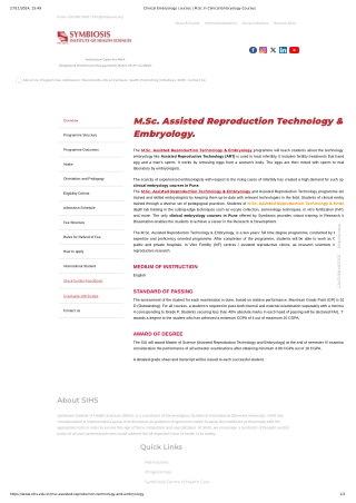 msc clinical embryology and assisted reproduction technology