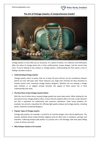 The Art of Vintage Jewelry - A Comprehensive Guide