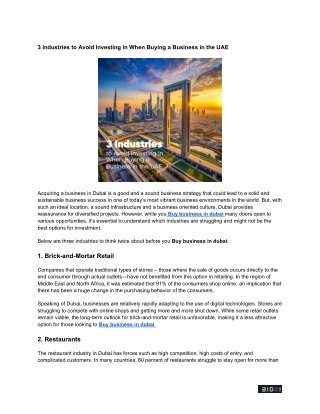 3 Industries to Avoid Investing in When Buying a Business in the UAE