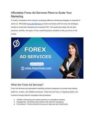 Affordable Forex Ad Services Plans to Scale Your Marketing