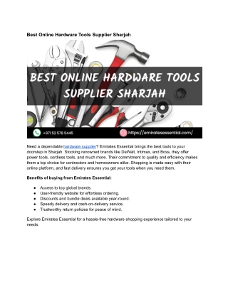 Best Online Hardware Tools Supplier Sharjah