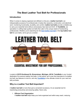 The Best Leather Tool Belt for Professionals