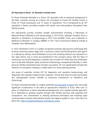 IVF Specialist in Ravet