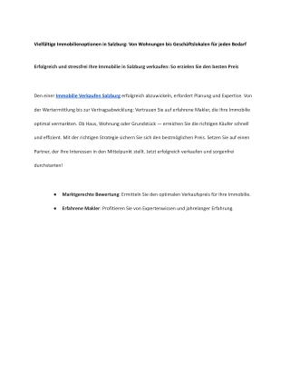 Vielfältige Immobilienoptionen in Salzburg: Von Wohnungen bis Geschäftslokalen f