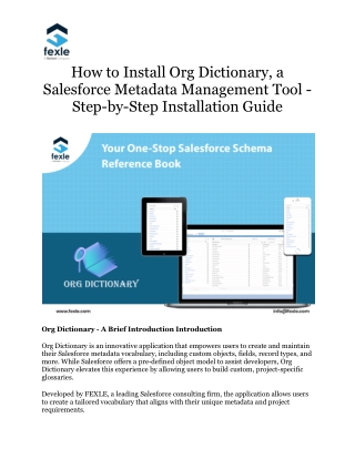 How to Install Org Dictionary, a Salesforce Schema Reference Book - Step by Step Intallation Guide
