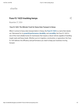 Fuso FJ 1623 trucking kenya