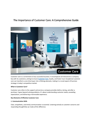 The Importance of Customer Care: A Comprehensive Guide