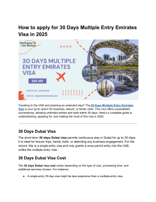30 Days Multiple Entry Emirates Visa