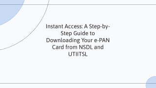 How To Download e-PAN Card Instantly From NSDL Or UTIITSL