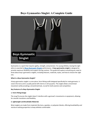 Boys Gymnastics Singlet: A Complete Guide