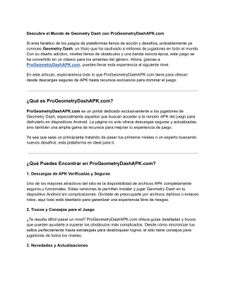 Descubre el Mundo de Geometry Dash con ProGeometryDashAPK