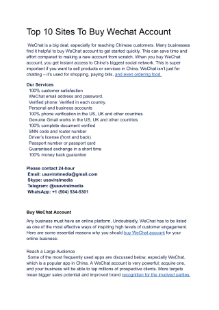 Top 10 Sites To Buy Wechat Account