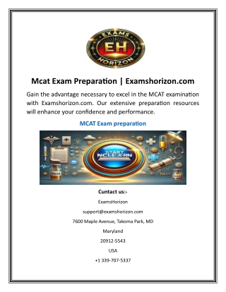 Mcat Exam Preparation  Examshorizon.com