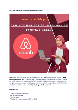 Can you usa top 31  sites buy an existing Airbnb